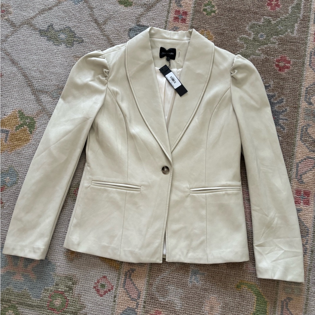 Dolce Cabo Faux Leather Puff Shoulder Blazer